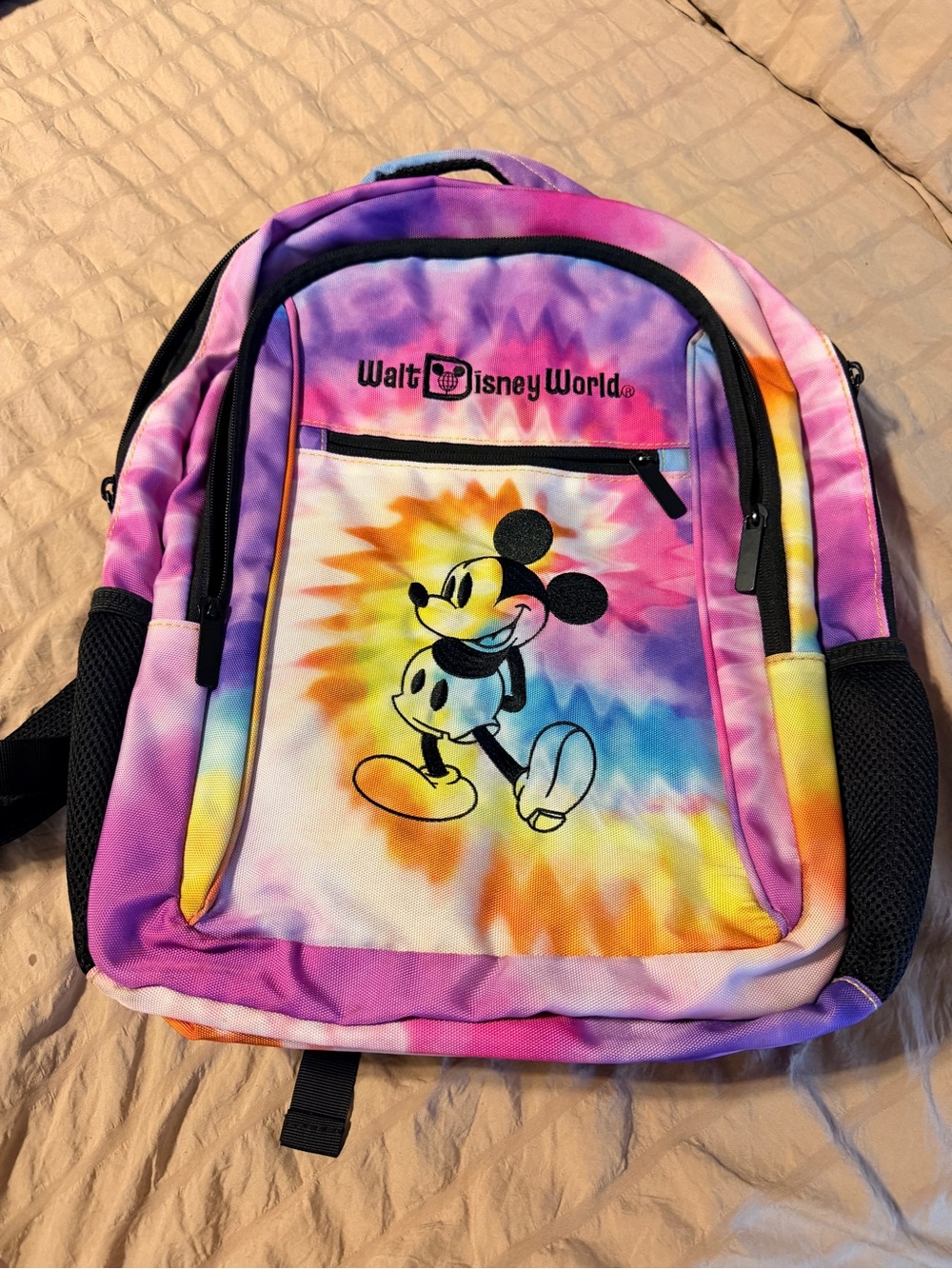 Disney Tie-Dye Mickey Backpack - Pink, Purple, Yellow, Blue